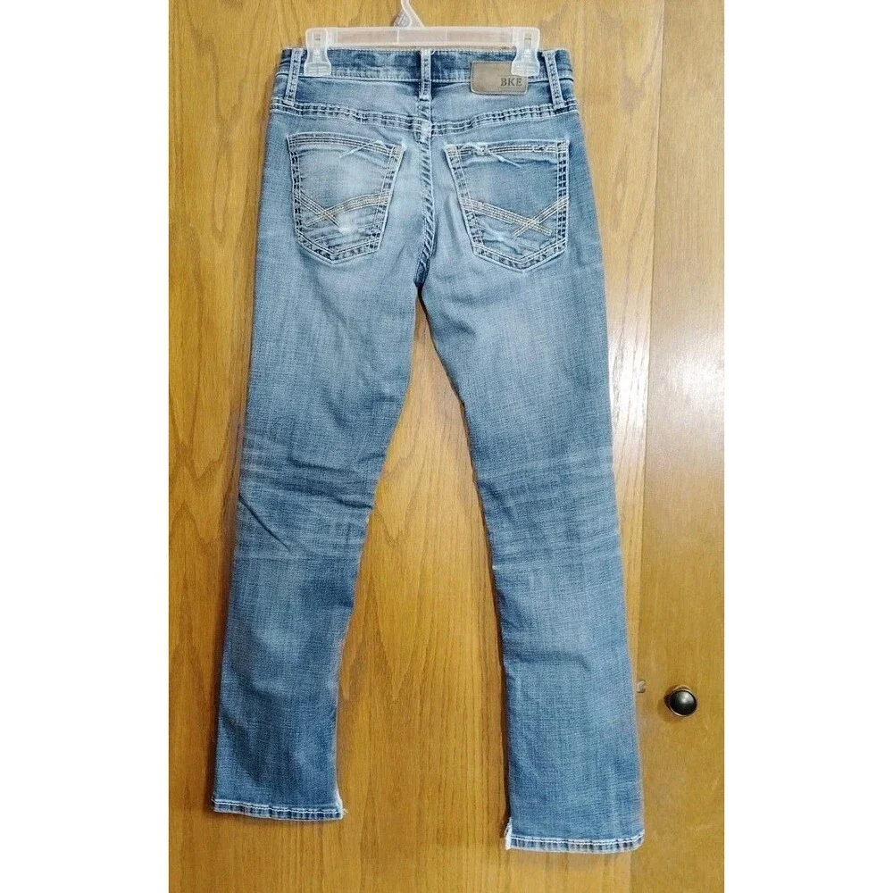 BKE Mens Sz 30R x 31.5 Jeans JAKE Blue Denim Cotton Blend Straight Leg *READ